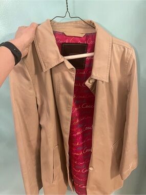 Coach Pink Lined Jacket with Multicolor Script Logo